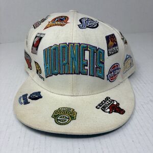 Vintage Y2K Cap NBA All Over Team Logos Basketball Fitted 7 3/4 Hat Adidas